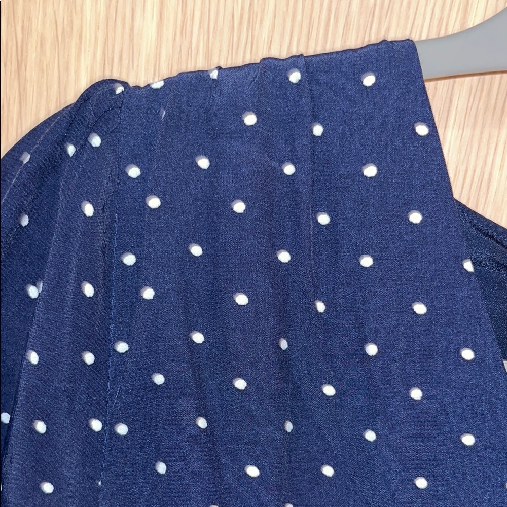 LOFT Blue Ruched Ruffled Midi Sundress - Picture 11 of 13